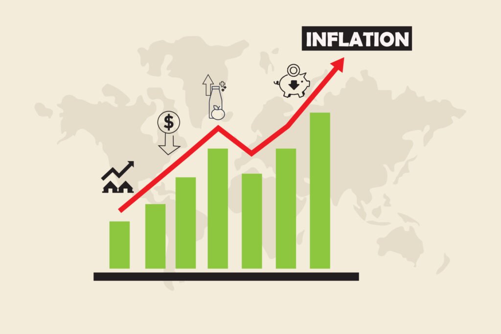 Food inflation, Consumer price index or CPI. Prices of commodities and consumer goods rose due to rising inflation saving decrease. Inflation Vectors by Vecteezy