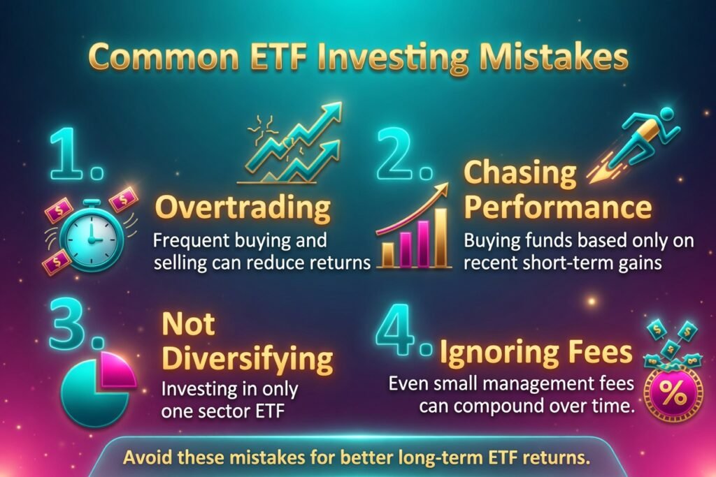 Infograph showing the common ETF investing mistakes.