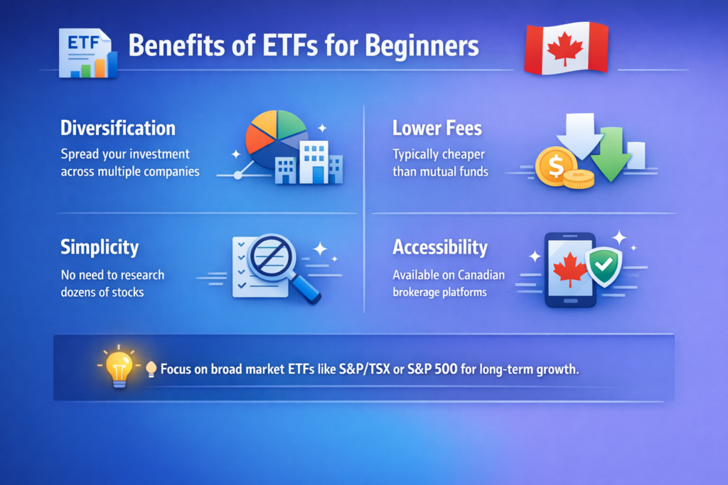 Infograph showing the benefits of investing in ETFs.